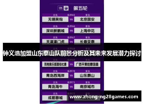 钟义浩加盟山东泰山队前景分析及其未来发展潜力探讨